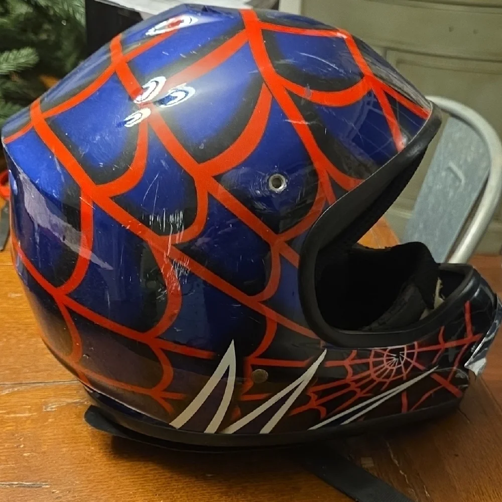 Kids Spider Web Design Face Mask - Blue and Red